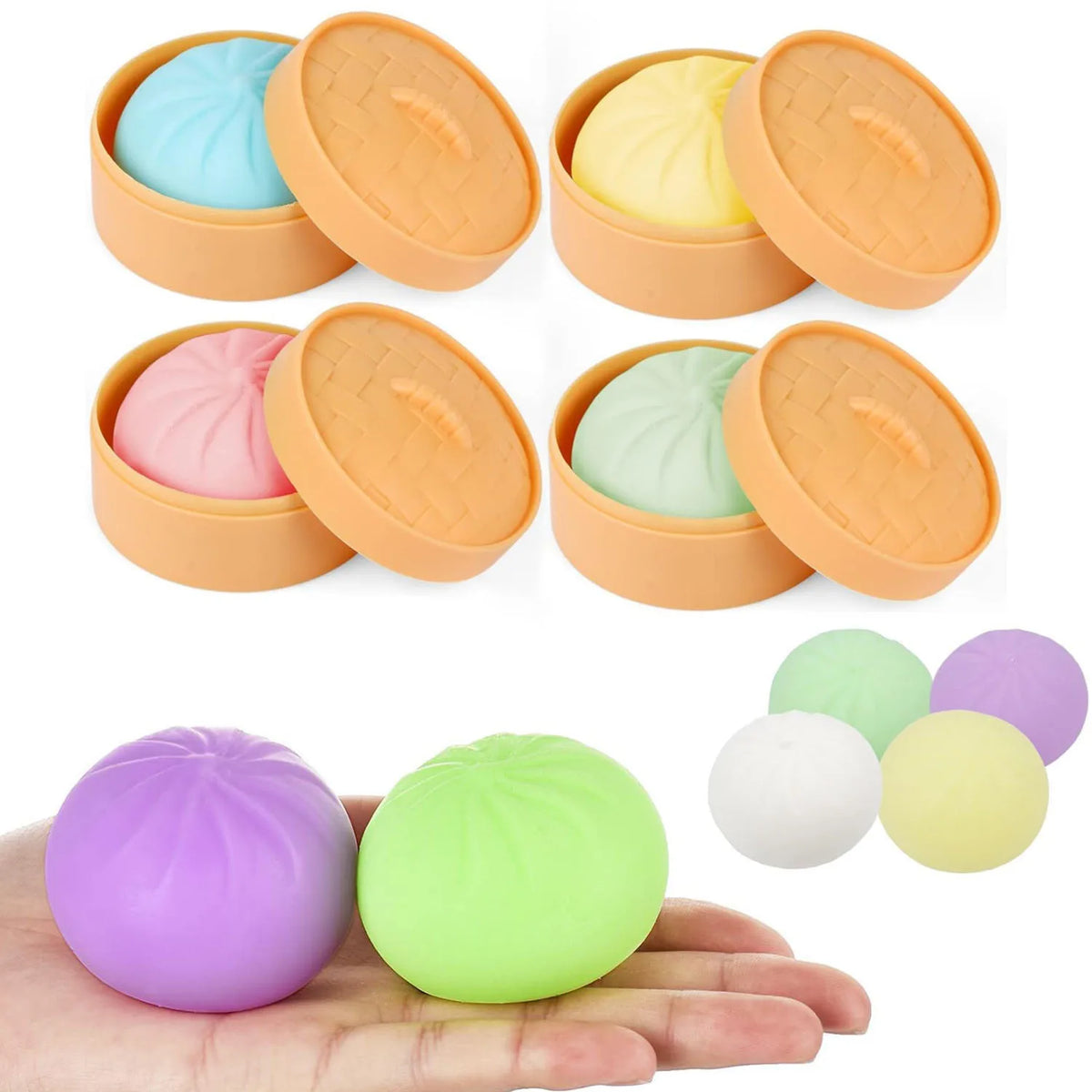 Rainbow Dumpling Squishy with Mini Steamer
